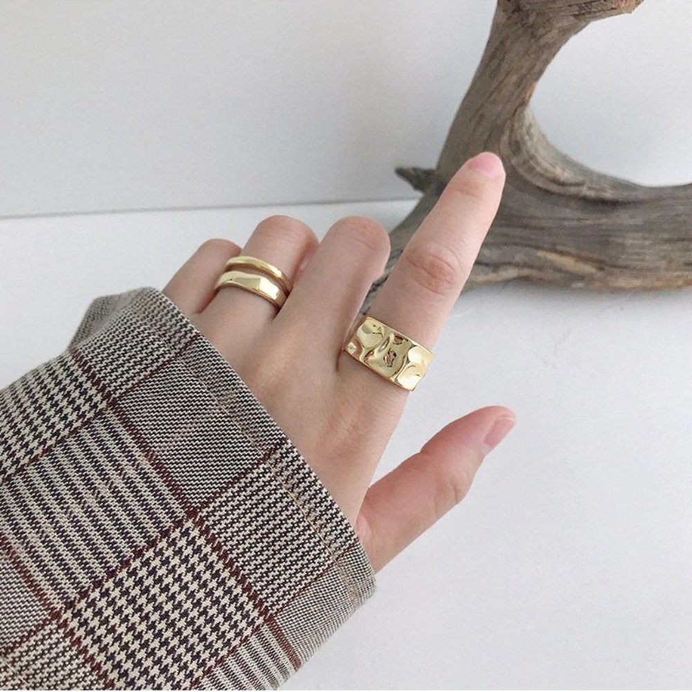 NEW Gold/Sterling Silver Wave Adjustable Ring 3 - Picture 4 of 5